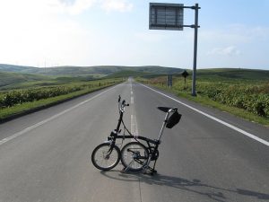 Brompton on the open road - to illustrate a post about ReWilding My Life by Yang-May Ooi
