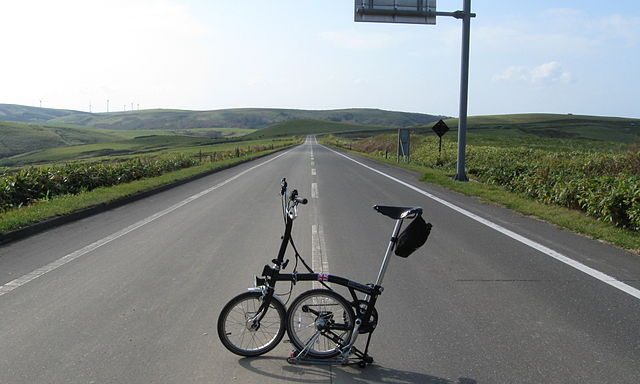 Brompton on the open road - to illustrate a post about ReWilding My Life by Yang-May Ooi