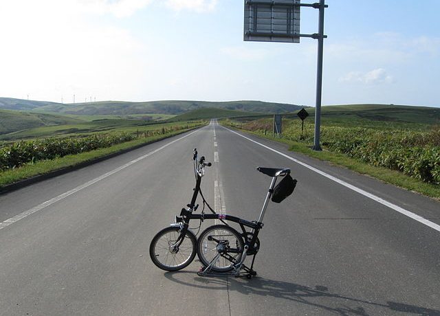 Brompton on the open road - to illustrate a post about ReWilding My Life by Yang-May Ooi