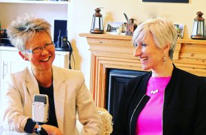Personal Stylist Sarah Gilfillan (R) chats with South London Voices host Yang-May Ooi (L)