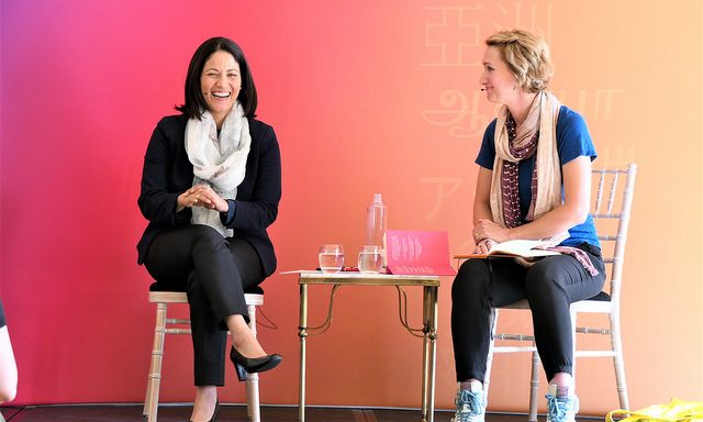 Mishal Husain and Bee Rowlatt at Asia House - photo by Yang-May Ooi, Tiger Spirit Photography